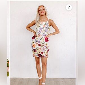 NWT POISED FOR ROMANCE EMBROIDERED MINI DRESS IN WHITE